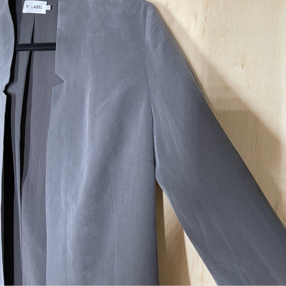 New ~ R | Label Open Front Gray 100% Silk Blazer Size M - Picture 6 of 10